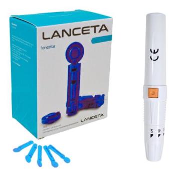 Imagem de Kit Glicose 1 Lancetador Glicemia + 100 Lancetas Universais - G-Tech, 