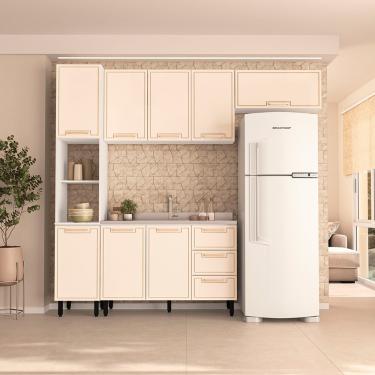 Imagem de Cozinha Modulada 4 Peças sem Pia Amara Politorno Móveis - Branco/Creme
