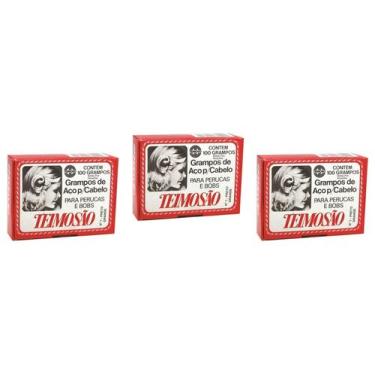Imagem de Grampo Teimoso N7 Preto Caixa C/ 100un Kit 03 Caixas Grandes Incolor, 