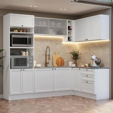 Imagem de Armário De Cozinha Completa De Canto 399 Cm Branco Vik Madesa 01 Branc