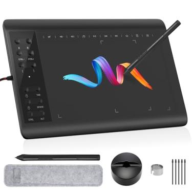 Imagem de IMAGE Tablet de desenho gráfico, área ativa grande de 25,4 x 15,2 cm, com caneta sem bateria de 8192 níveis e 12 teclas de atalho, compatível com Windows/Mac/Android para pintura, design e ensino