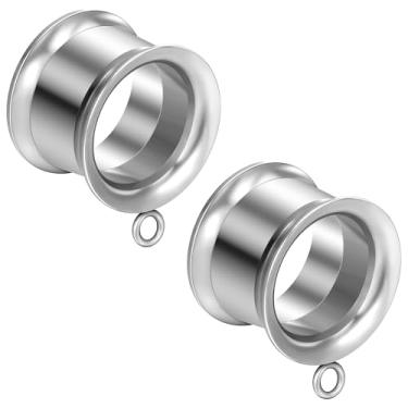 Imagem de Ocptiy Brincos de alargadores prateados de 14 mm para orelha kit de alongamento de orelhas, alargadores de aço inoxidável cirúrgico 316L, alargadores para orelha, alargador duplo, calibres vazados