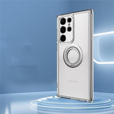 Imagem de Capa de telefone para PC rígida translúcida fosca fosca para Samsung Galaxy S23 Ultra S22 Plus S23 Suporte de anel, transparente, para Samsung S23Ultra