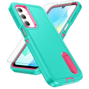 Imagem de Asuwish Capa de celular para Samsung Galaxy A16 5G/4G com protetor de tela de vidro temperado, híbrida, suporte oculto, resistente, à prova de choque, rígida, proteção resistente A 16 16A SM-A166U