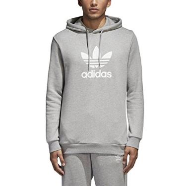 Imagem de adidas Originals Moletom com capuz masculino de algodão com logotipo, Cinza médio mesclado, Large