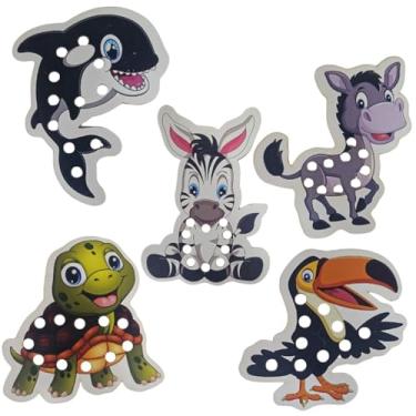 Imagem de Person Digital Jogo Educativo Alinhavos Divertidos, Multicolorido, Plástico, 30x25cm, 6 Cartões Ilustrados, Para Crianças 2-6 Anos, Tema Animais, Coordenação Motora