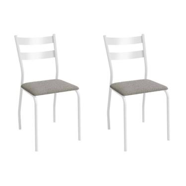 Imagem de Kit 2 Cadeiras De Cozinha Bali 2c141br Aço 2 Un Branco-boucle Cinza - Kappesberg