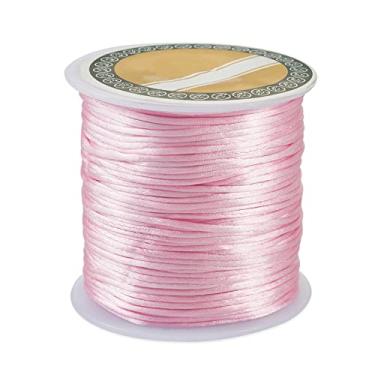 Imagem de Cordão de cetim de nylon de 1 mm para fabricação de pulseiras, cordão de seda de rattail, cordão de contas sedosas, fio de nó chinês para pulseiras trançadas Kumihimo, colar de joias (rosa pérola)