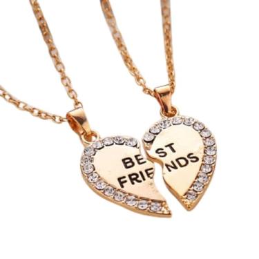 Imagem de 2 colares de coração combinando para melhores amigas, melhores amigas, presentes para mulheres, colar de amizade, colar de strass para amigas
