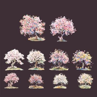 Imagem de Conjunto de adesivos de scrapbook de árvores florais efêmeras holográficas para álbuns de recortes, diários e materiais de arte