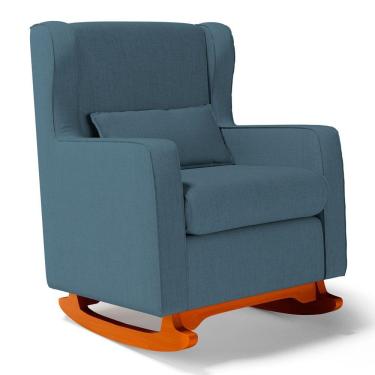 Imagem de Poltrona De Amamentação E Descanso Zoe Com Base Balanço Linho Denim - Desk Design