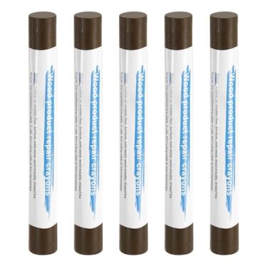 Imagem de HARFINGTON 5 peças de bastões de enchimento de madeira, cera de madeira, retoque de móveis, gizes de cera de reparo para madeira, nogueira moderna