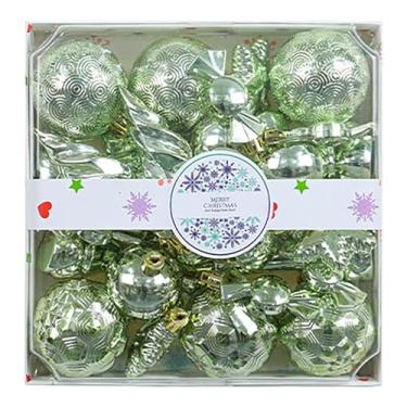 Imagem de 28 peças de enfeites de bola de Natal, decoração de árvore pendurada à prova de estilhaçamento para festa de Natal, decoração de casa, decoração sazonal (laranja, verde, rosa)