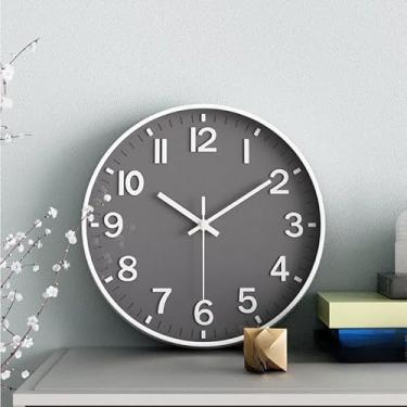 Imagem de Relógio de Parede Moderno Silencioso 20cm – Decoração para Cozinha, Sala, Quarto e Escritório(Prata/Preto)