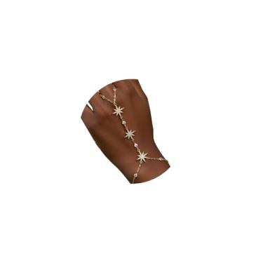 Imagem de Wriidy Correntes de mão pulseira sol corpo corrente anel flor pulseiras joias para mulheres, one size, Metal não precioso, Sem Pedra Preciosa