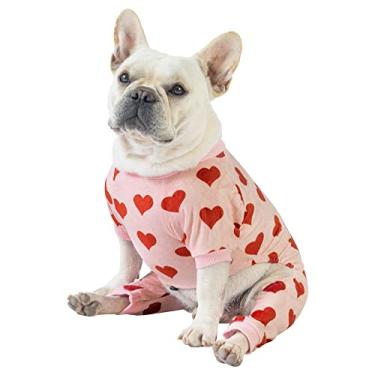 Imagem de CuteBone Pijama de cachorro macio e elástico para dia dos namorados - macacão respirável para cães pequenos - Roupa confortável para todas as estações, design pulôver fácil de colocar - mantém os