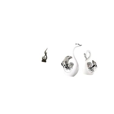 Imagem de Fenteer Escultura Moderna de Cisne em Resina com Chamas, Estátua Abstrata de Fogo, Ornamento para Centro de Mesa de Sala de Estar, Decoração de Armário Ou Est