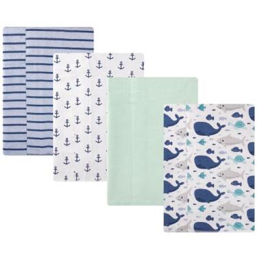 Imagem de Hudson Baby Pacote com 4 panos de flanela de algodão, amigos do mar, tamanho único