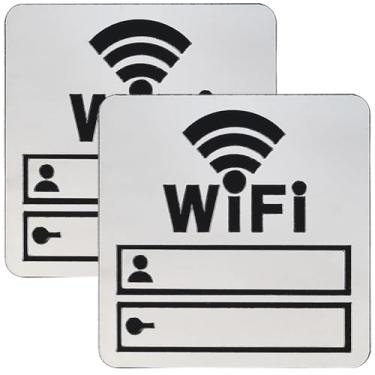 Imagem de GORGECRAFT 2 peças de adesivo de parede espelhado, sinal de senha WiFi, acrílico, rede de internet, regravável, escrita, conta, senha, sinalização para hóspedes, férias, restaurante, escritório, salão