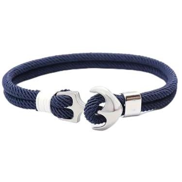 Imagem de Pulseira trançada de âncora náutica, joia artesanal de corda multicolorida para homens e mulheres, One Size, Poliéster, Sem Pedra Preciosa