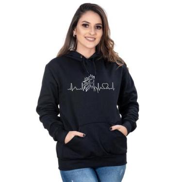 Imagem de Blusa Moletom Feminina Amor Cavalo Bolso Canguru Conforto - Campero, G