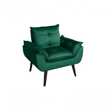 Imagem de Poltrona/cadeira Decorativa Glamour Opala Com Pés Quadrado Verde