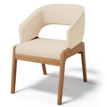 Imagem de Cadeira De Jantar E Estar Living Estofada Lince L02 Linho Bege Escuro - Lyam Decor