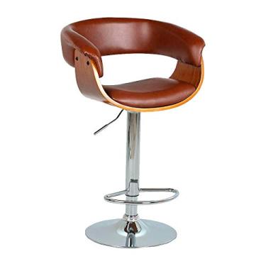 Imagem de Banqueta para Cozinha Giratória Brenna Base Disco PU Marrom - Gran Belo