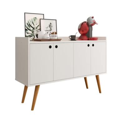 Imagem de Aparador Buffet Com 4 Portas Para Cantinho Do Cafe Sala De Jantar E Cozinha Com Prateleira Interna E Puxador Concha (Dallas - Bege)