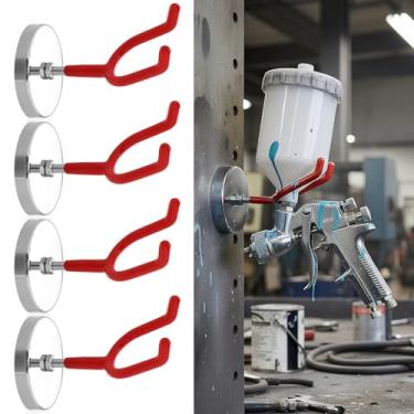 Imagem de LEIFIDE Suporte magnético para pistola de pintura 4 peças compatível com a maioria das pistolas de pintura ideal para cabines de pulverização, estações de trabalho, parede de oficina