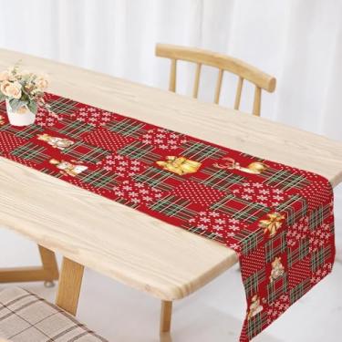 Imagem de Caminho de mesa xadrez de Natal para decoração de festa, cachecóis de jantar