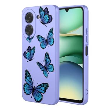 Imagem de HTXWXJC Capa de telefone para Redmi A5 4G, capa Xiaomi Poco C71 à prova de choque flexível bumper TPU capas macias capa padrão borboleta para Redmi A5 4G borboleta roxa