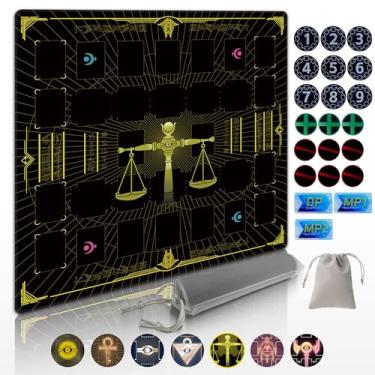 Imagem de Cylvenor for YuGiOh! Duel Disk Playmat – 24x24 Inches, Non-Slip, 21 Damage Counters & Storage Bag Included” (Millennium Scale)