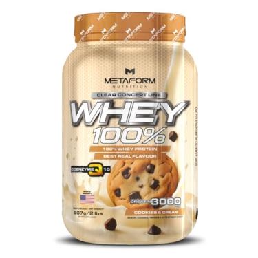 Imagem de Whey 100% Concentrado c/Creatina e Coenzima q10 Pote 907g - Metaform Nutrition (900, Cookies)
