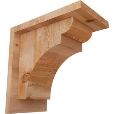 Imagem de Ekena Millwork Yorktown Corbel serrado resistente com placa traseira, 10"D x 10"H, 6"W Western Red Cedar (Rough Sawn Corbel w/Backplate)