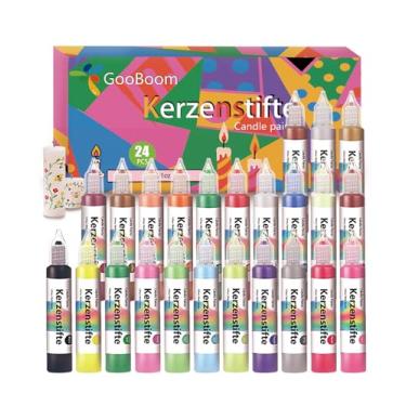 Imagem de Caneta de cera GooBoom, kit de pintura de vela de 24 cores para projetos de bricolage, festa de aniversário, ocasiões especiais para criar velas coloridas, tintas acrílicas seguras e não tóxicas (30