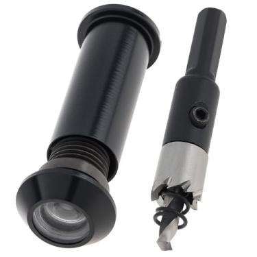 Imagem de HOJLKLD Visualizador de porta de 12 mm, orifício espião de latão sólido de 160 graus com broca para portas de 3,5 a 6,5 cm, visualizador de porta de 1,27 cm para home office hotel (preto)