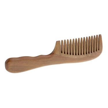 Imagem de barenx Pente feminino de madeira de sândalo escova de massagem de cabelo para desembaraçar dentes largos/finos - dentes largos