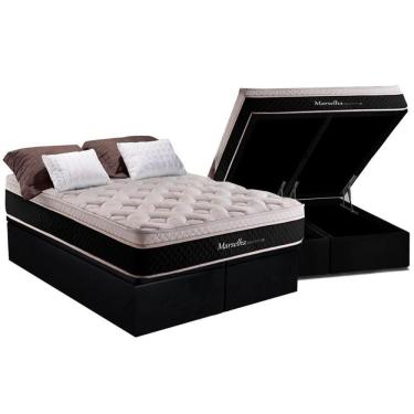 Imagem de Cama Box Baú King: Colchão Molas Masterpocket Ensacadas Herval Maxspring Marselha + Base Crc Suede Black (193x203)