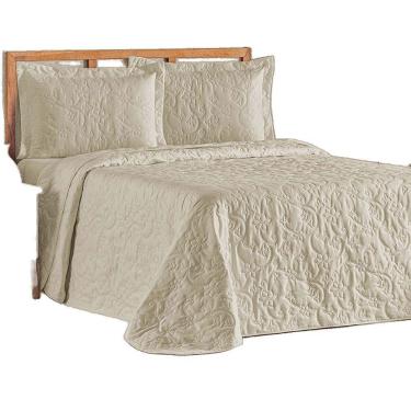 Imagem de Cobre Leito Colcha Queen Mobili 03 Peças - Cáqui - 100% Poliéster