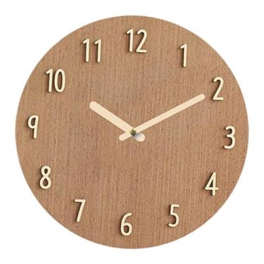 Imagem de Bothyi Relógio de Parede Redondo Silencioso de 30 Cm para Decoração de Casa, Sem -taque, Ideal para Sala de Jantar, Aniversário, Cozinha, Natal E Casame, Marrom