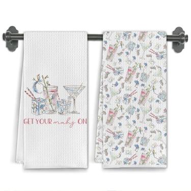 Imagem de Elefeltclave Presentes de Mahjong Toalhas de cozinha presentes para amantes de coquetéis de Mahjong jogadores, prato toalha de chá para decoração de cozinha, presentes de martini com tema de Mahjong