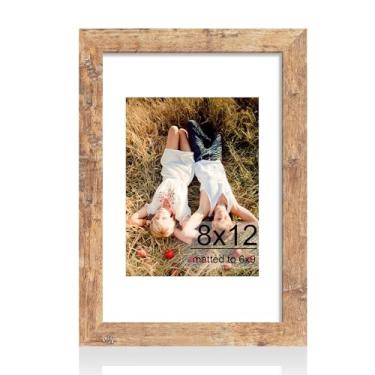 Imagem de iRahmen Porta-retrato 20 x 30 cm com vidro temperado HD, exiba imagens 15 x 23 com tapete ou 20 x 30 sem tapete, moldura de madeira para mesa e parede (marrom rústico, 1 pacote)