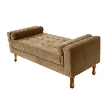 Imagem de Puff Fênix com Baú 120cm Vit Decor – Suede Premium, Capitonê e Pés Luis XV (Capuccino)
