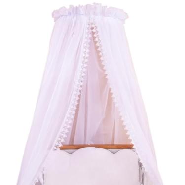 Imagem de Mosquiteiro de Voil Branco com Tampão para Dossel de Parede, Tipo Véu, Compatível com Todos os Tamanhos de Berço, Proteção Contra Mosquitos