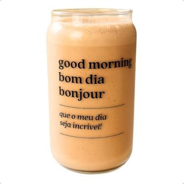 Imagem de Copo Lata De Vidro com Frase para Suco Café