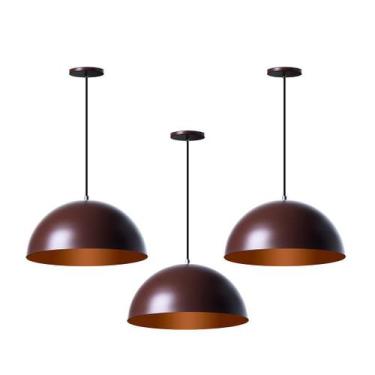 Imagem de Kit 3 Lustres Pendentes Meia Lua Marrom 30 Cm - Ideallume