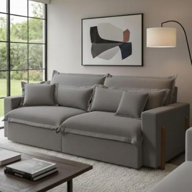 Imagem de Sofá Retrátil e Reclinável Dubai com Molas Ensacadas, 1,90m. (Cinza)