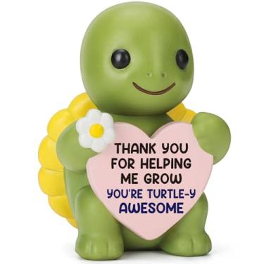Imagem de 4THFARMES Small Funny Turtle Thank You Gifts for Teacher Appreciation, Retirement Farewell Going Away Gifts for Boss, Mentor, Friend, Coworker, Cute Resin Turtle Figurine Emotional Office Desk Decor