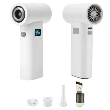 Imagem de Mini ventilador turbo portátil, aspirador, soprador de ar, ventilador pessoal 3 em 1 de alta velocidade 80000 RPM para viagens, recarregável por USB-C, 6 velocidades para limpeza de teclados/carros